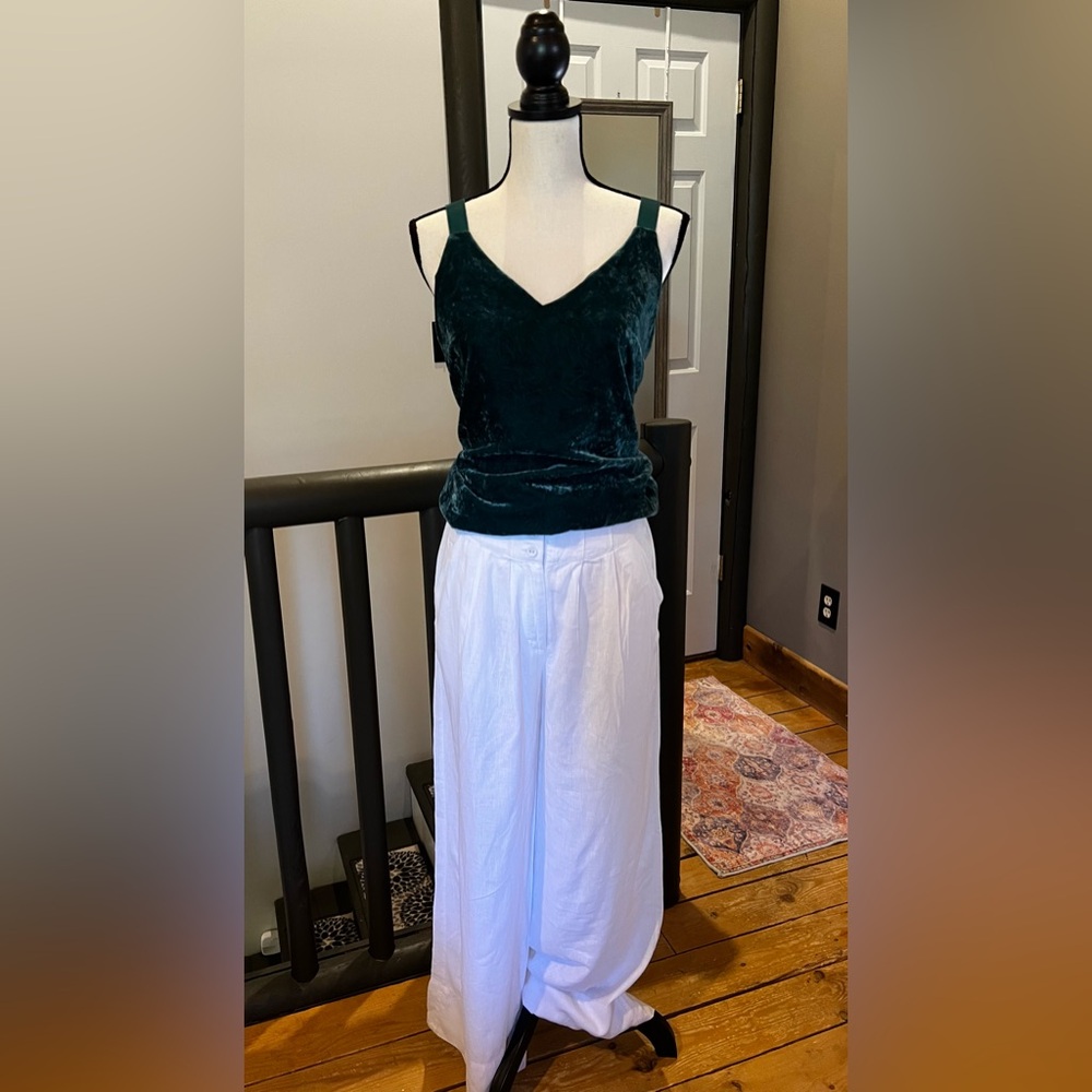 Super cute! J Crew Dark Green Velvet Tank.